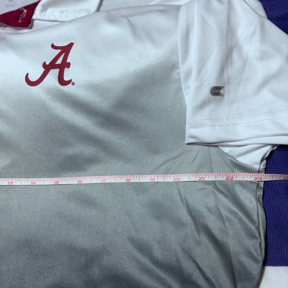 Colosseum Mens XL White Grey‎ Alabama Crimson Tide Ombre Performance Polo Shirt